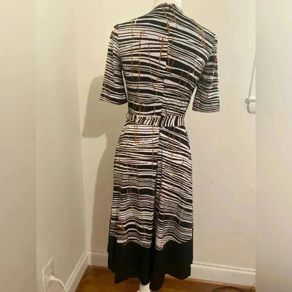 Hobbs London Amelia Abstract Striped MIDI Dress Tie Waist Size 2 - Picture 5 of 10